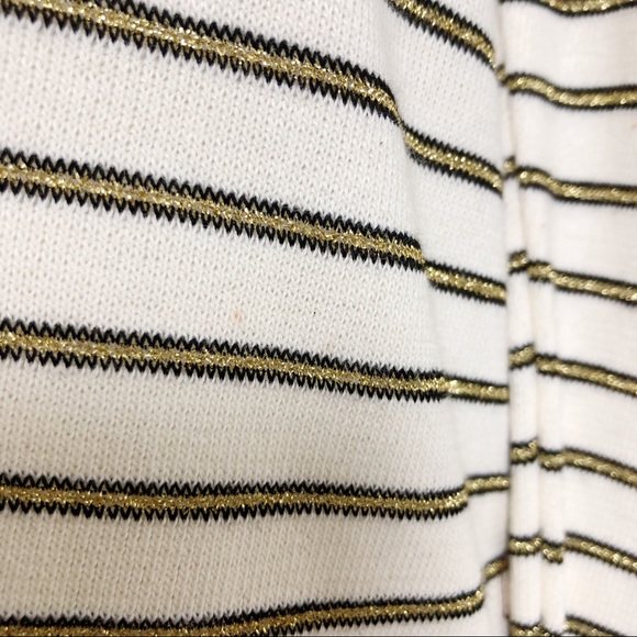 NWT CHASER Long Sleeve Cold Shoulder Top with Black & Metallic Gold Stripes Med - Picture 15 of 16